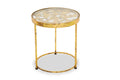 Butterfly Design Clear Glass Top Side Table With Gold Wireframe Base, Rabia