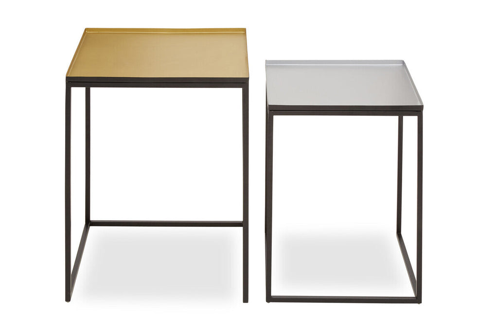 Gold & Silver Set Of 2 Nesting Side Table With Multi-Size Tabletops, Rabia