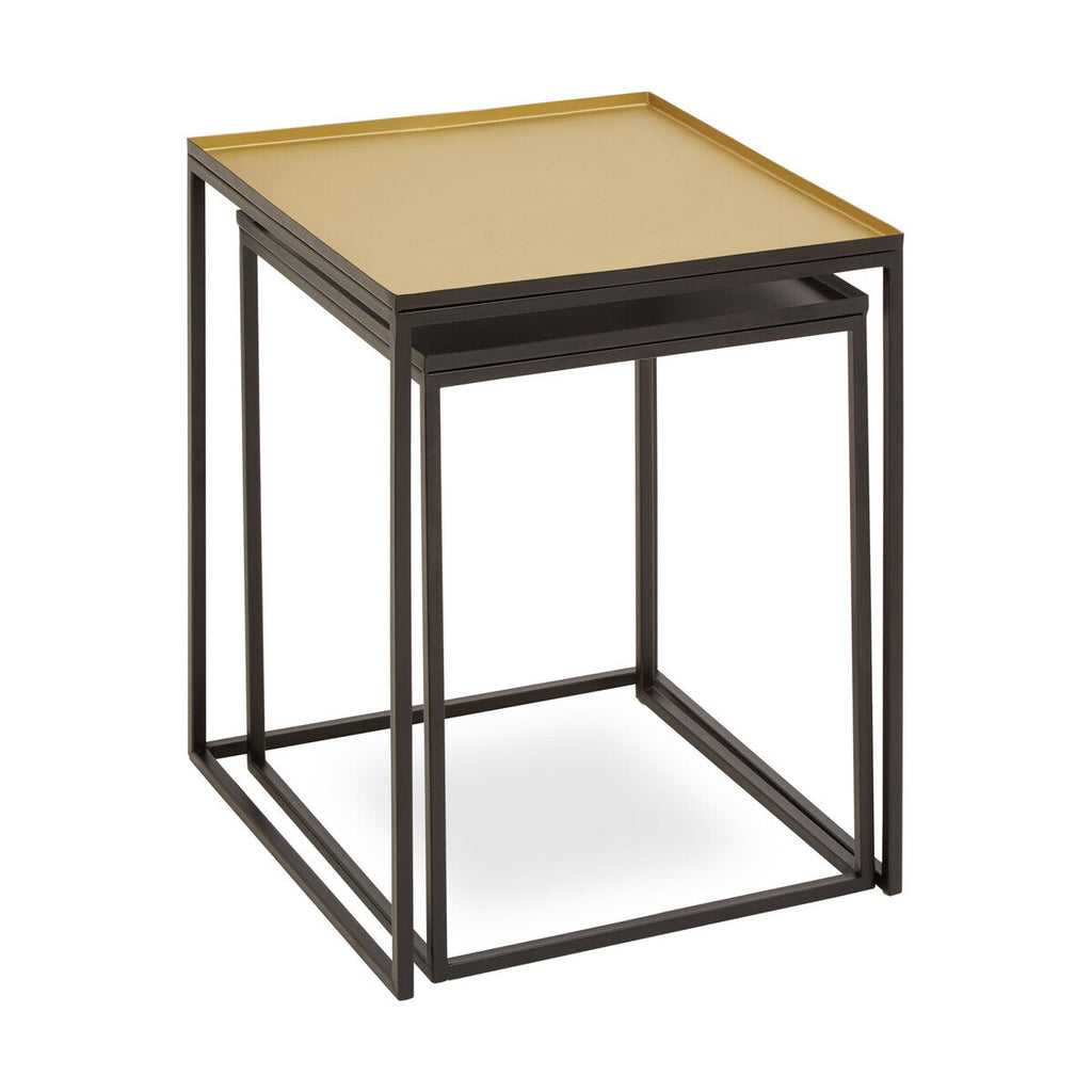 Gold & Silver Set Of 2 Nesting Side Table With Multi-Size Tabletops, Rabia
