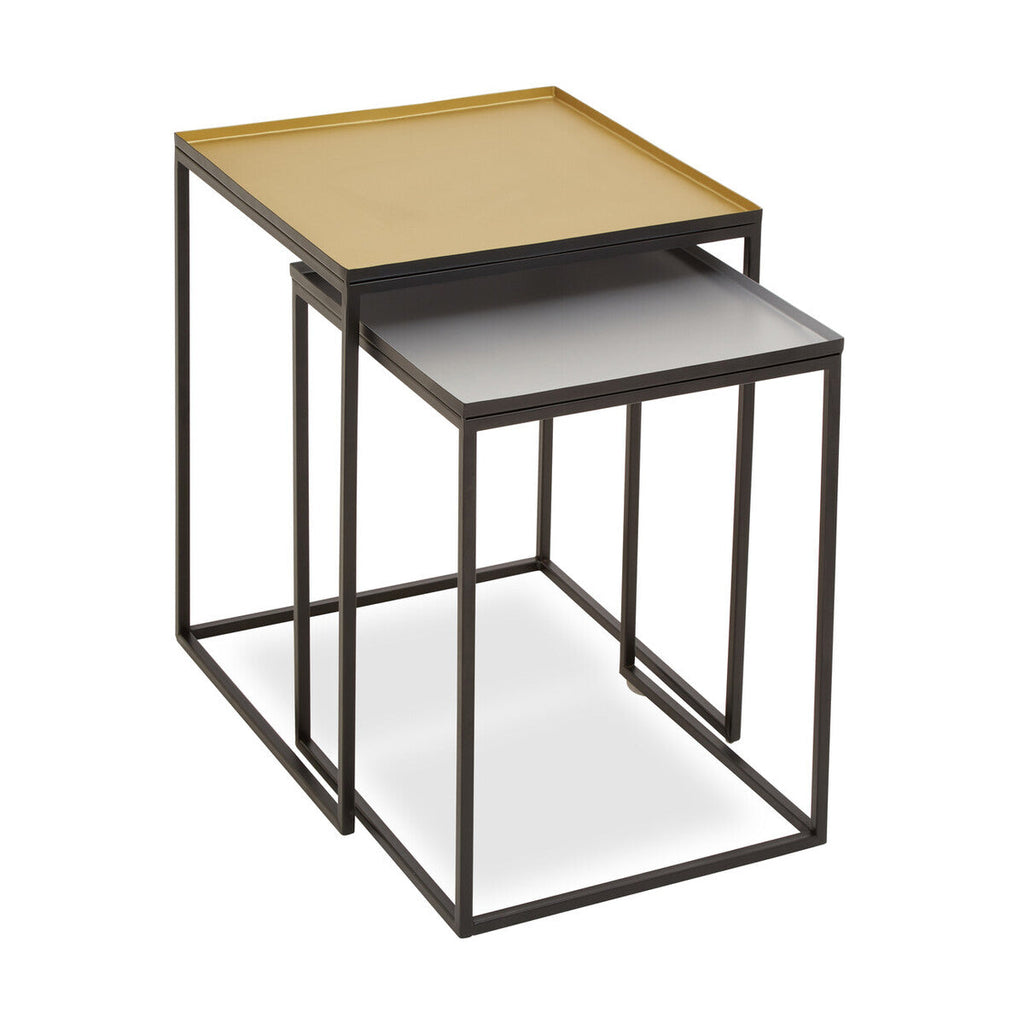 Gold & Silver Set Of 2 Nesting Side Table With Multi-Size Tabletops, Rabia