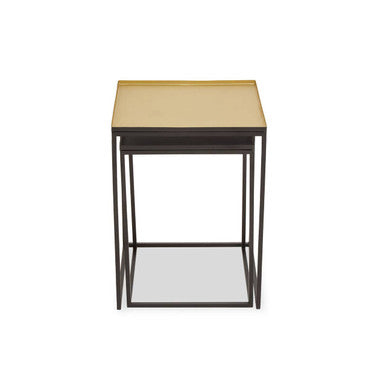 Gold & Silver Set Of 2 Nesting Side Table With Multi-Size Tabletops, Rabia