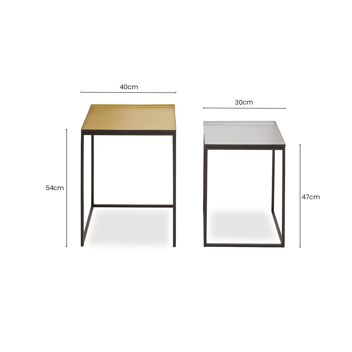 Gold & Silver Set Of 2 Nesting Side Table With Multi-Size Tabletops, Rabia