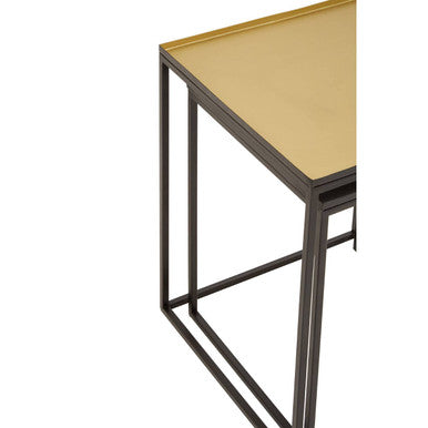 Gold & Silver Set Of 2 Nesting Side Table With Multi-Size Tabletops, Rabia