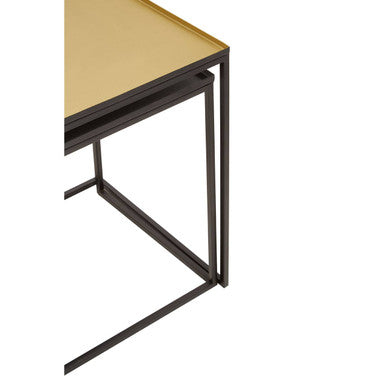 Gold & Silver Set Of 2 Nesting Side Table With Multi-Size Tabletops, Rabia
