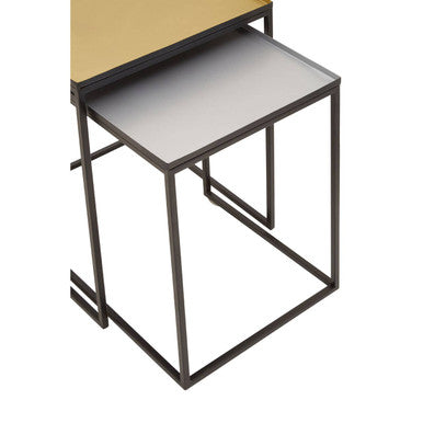 Gold & Silver Set Of 2 Nesting Side Table With Multi-Size Tabletops, Rabia