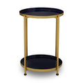 Blue Enamel Metal Two-Tier Side Table With Brass Frame, Rabia