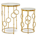 Gold Warm Metal Set Of 2 Side Table With Multi Circle Pattern, Rabia