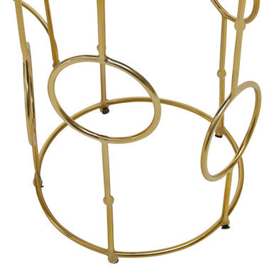 Gold Warm Metal Set Of 2 Side Table With Multi Circle Pattern, Rabia