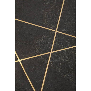 White Marble Round Top Coffee Table With Sculptural Geometric Gold Base, Rabia