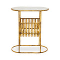 White Marble Top Side Table With Curved Magazine Rack & Gold Metal Frame, Rabia