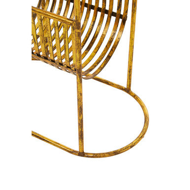 White Marble Top Side Table With Curved Magazine Rack & Gold Metal Frame, Rabia
