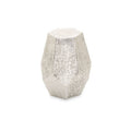 Grey Polished Aluminium Drum Side Table With Geometric Detail Pattern, Rabia