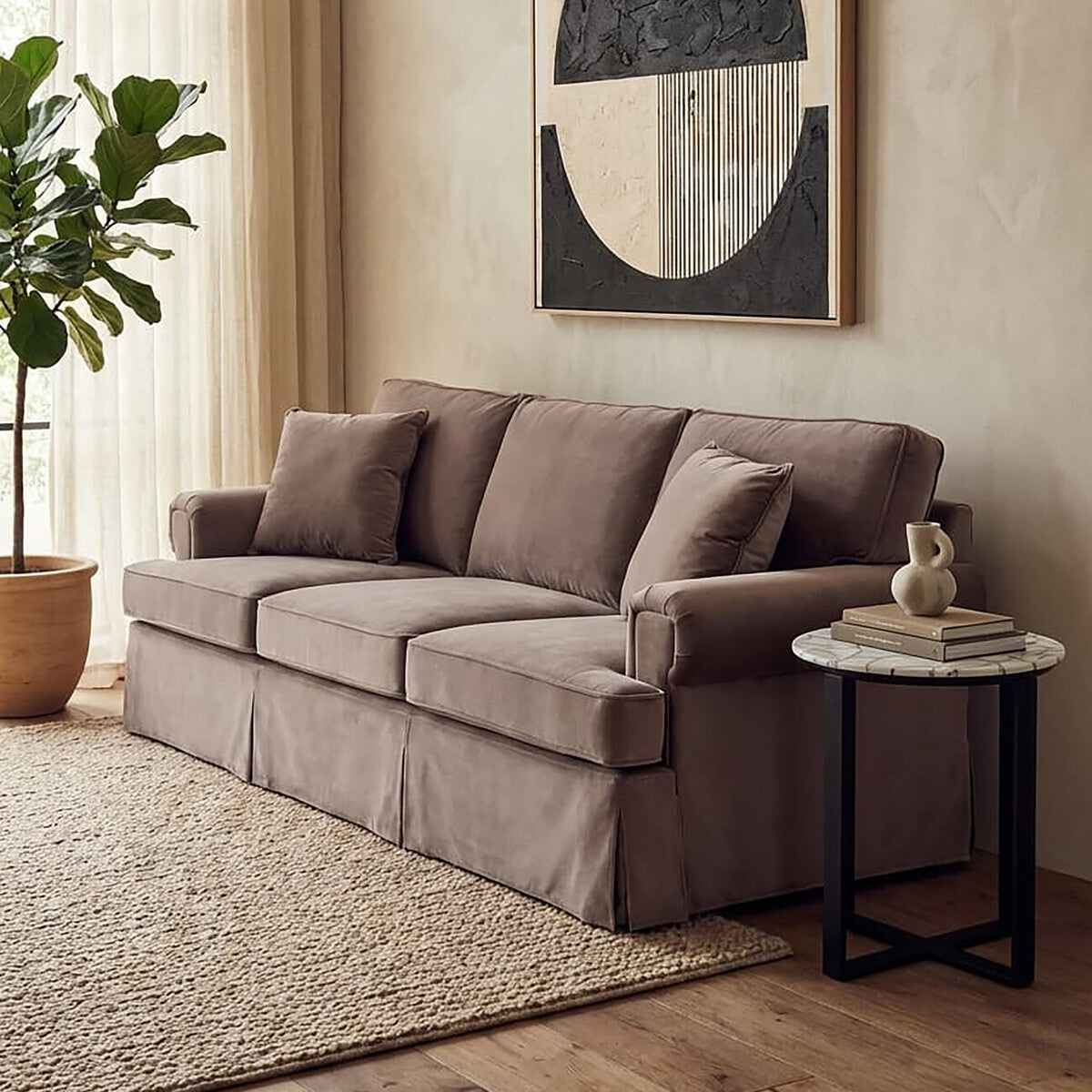3 Seat Mink Velvet Sofa, Ralph