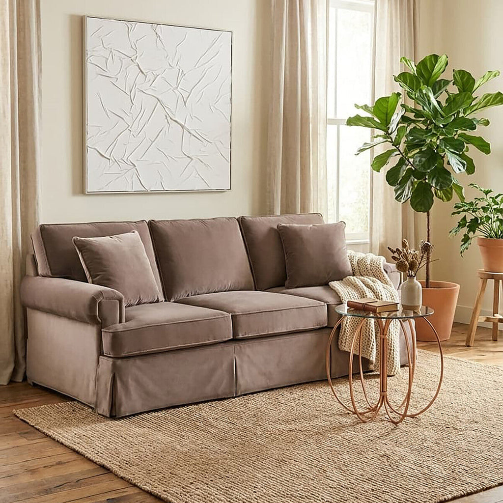 3 Seat Mink Velvet Sofa, Ralph