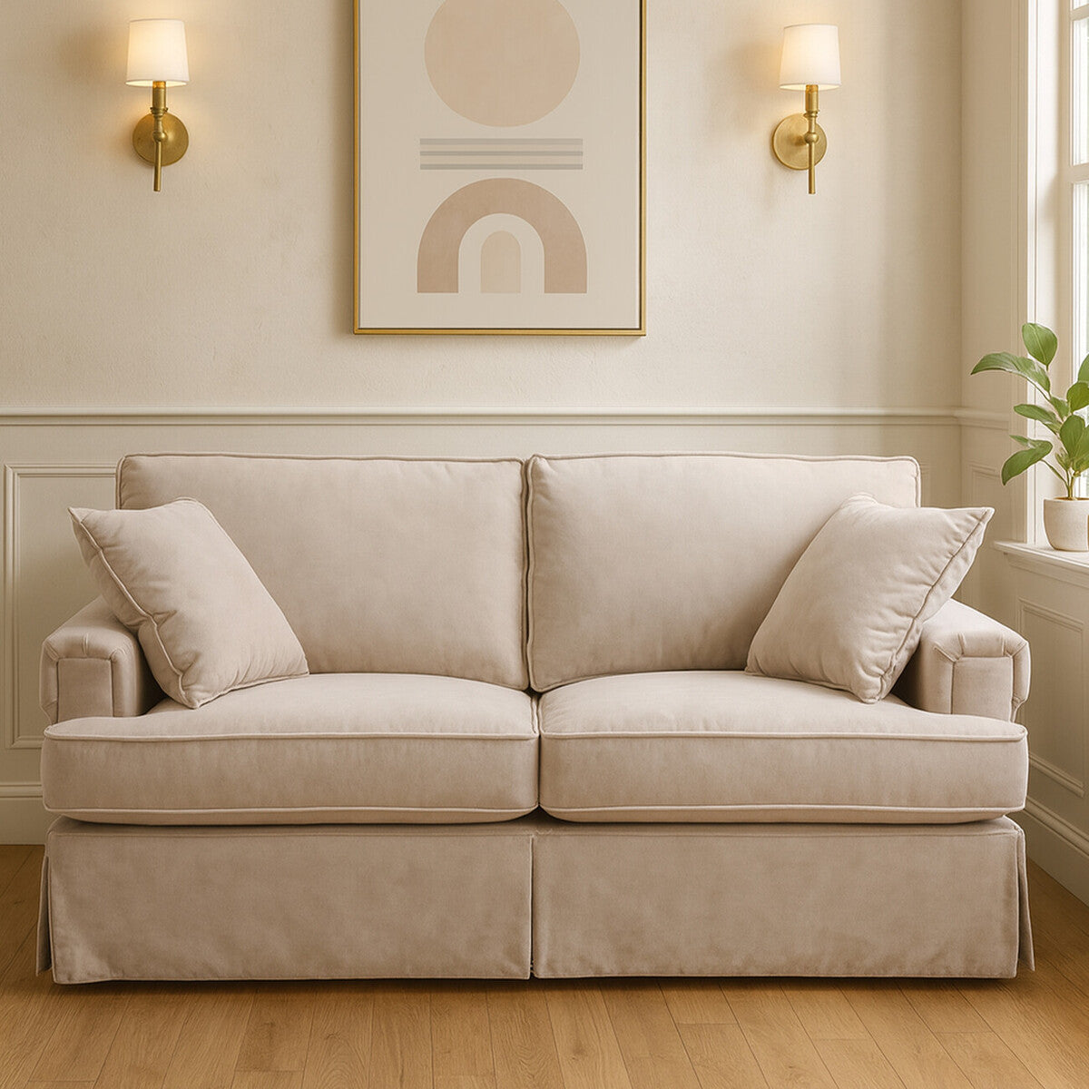 2 Seat Mink Velvet Sofa, Ralph