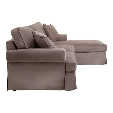 3 Seat Mink Velvet Right Chaise Sofa, Ralph