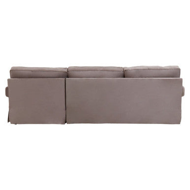 3 Seat Mink Velvet Right Chaise Sofa, Ralph