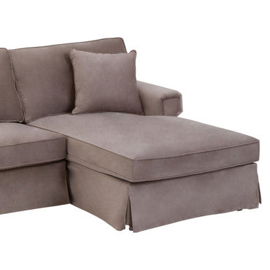 3 Seat Mink Velvet Right Chaise Sofa, Ralph