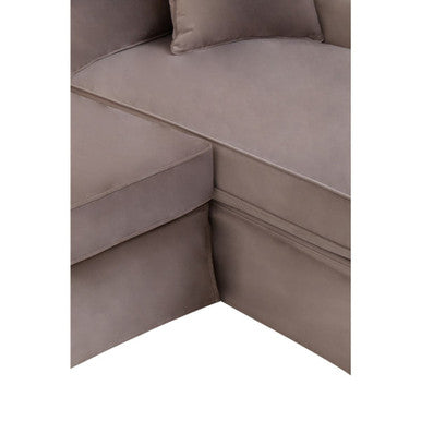 3 Seat Mink Velvet Right Chaise Sofa, Ralph
