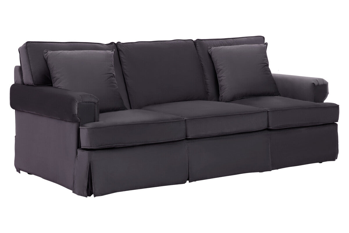 3 Seat Black Velvet Sofa, Ralph