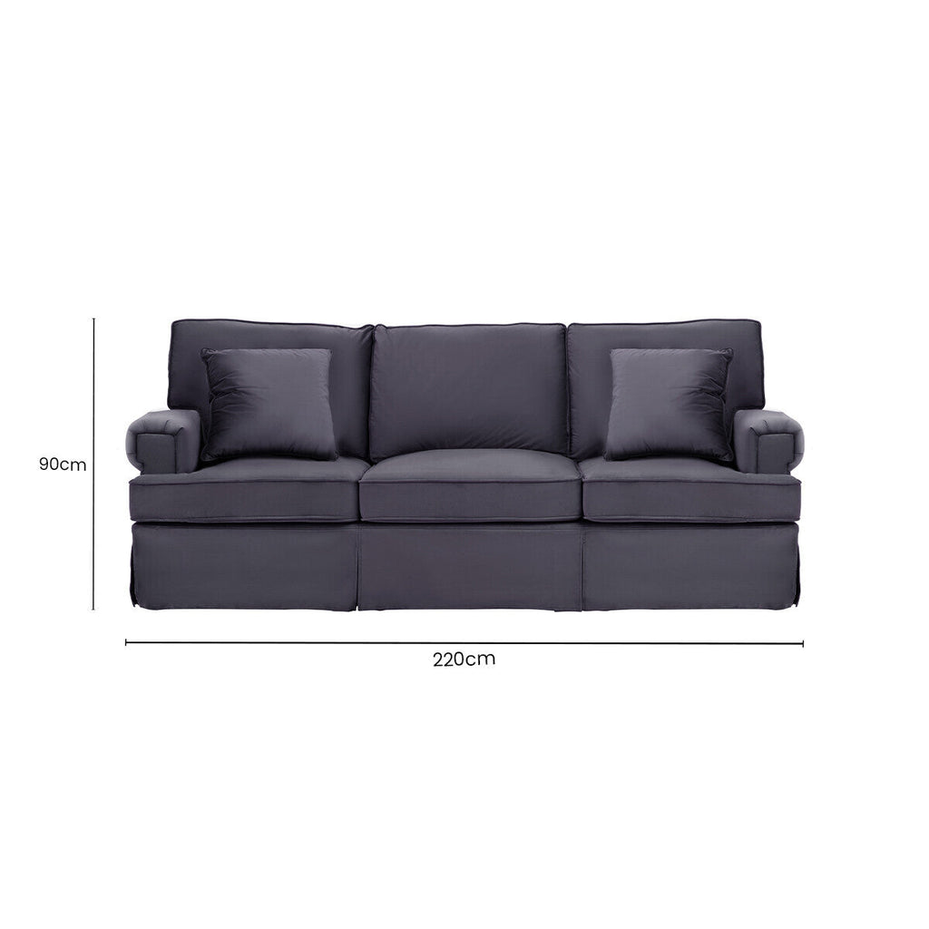 3 Seat Black Velvet Sofa, Ralph