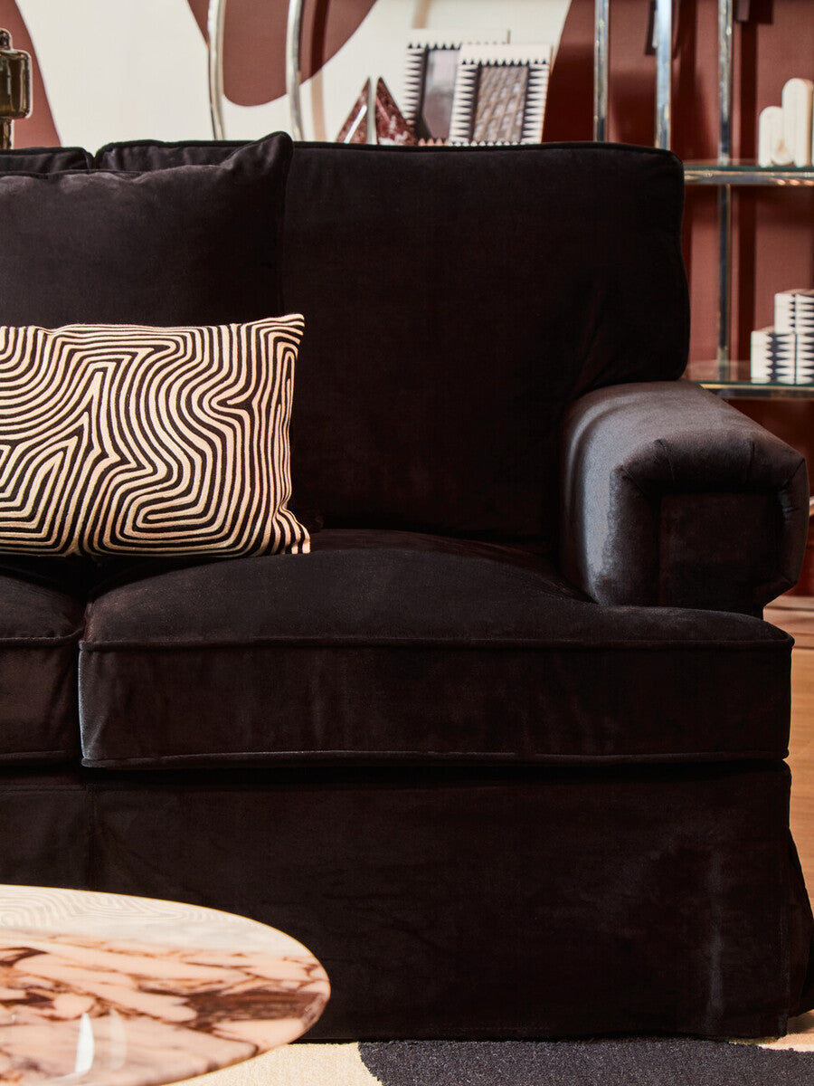 3 Seat Black Velvet Sofa, Ralph