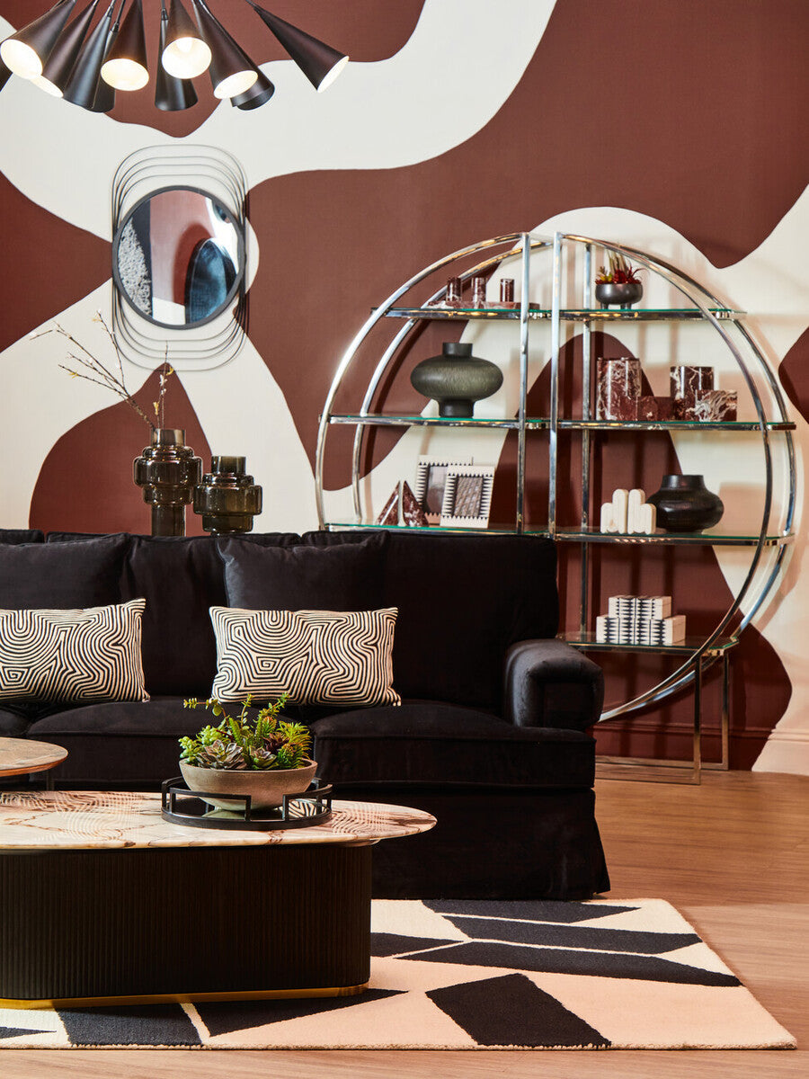 3 Seat Black Velvet Sofa, Ralph