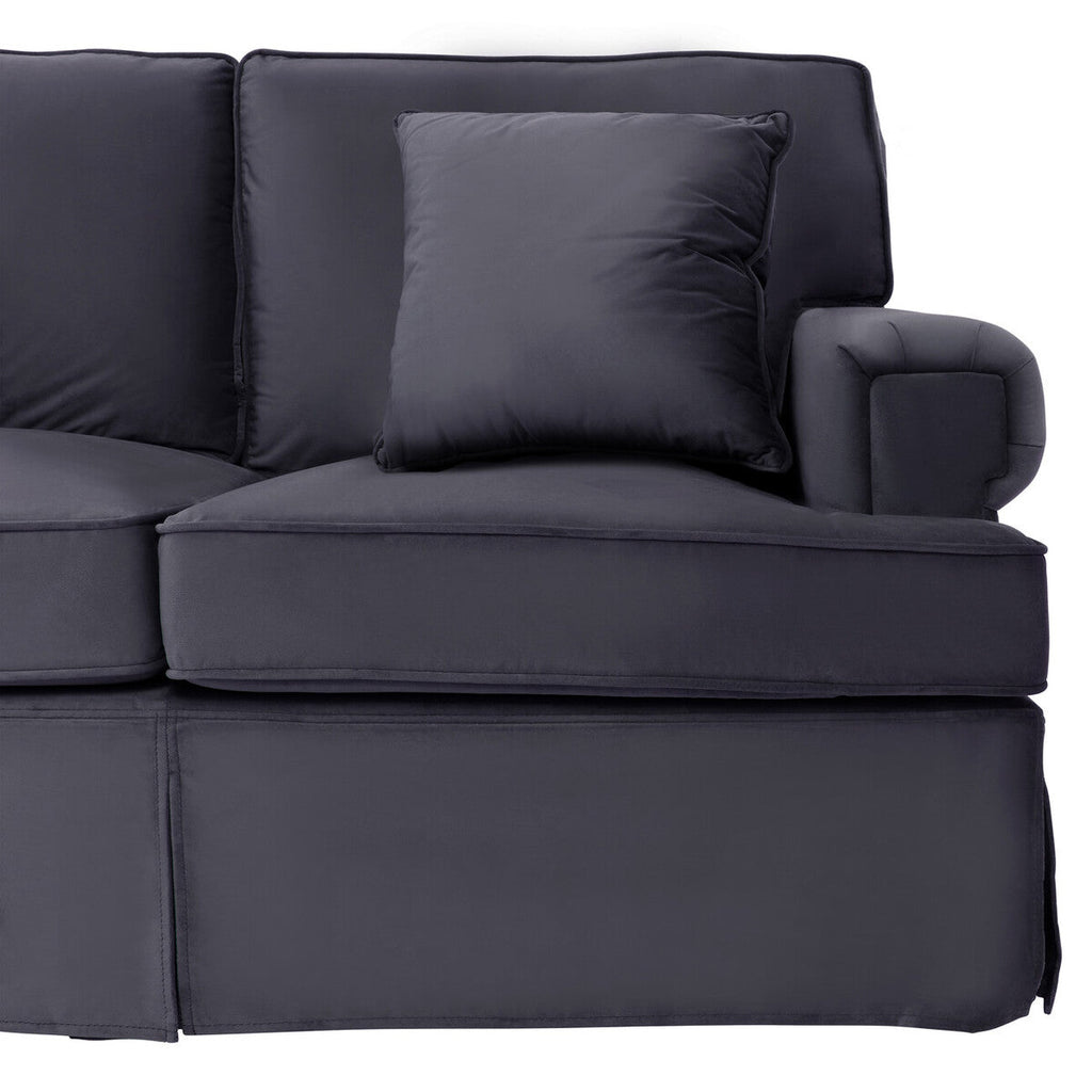 3 Seat Black Velvet Sofa, Ralph