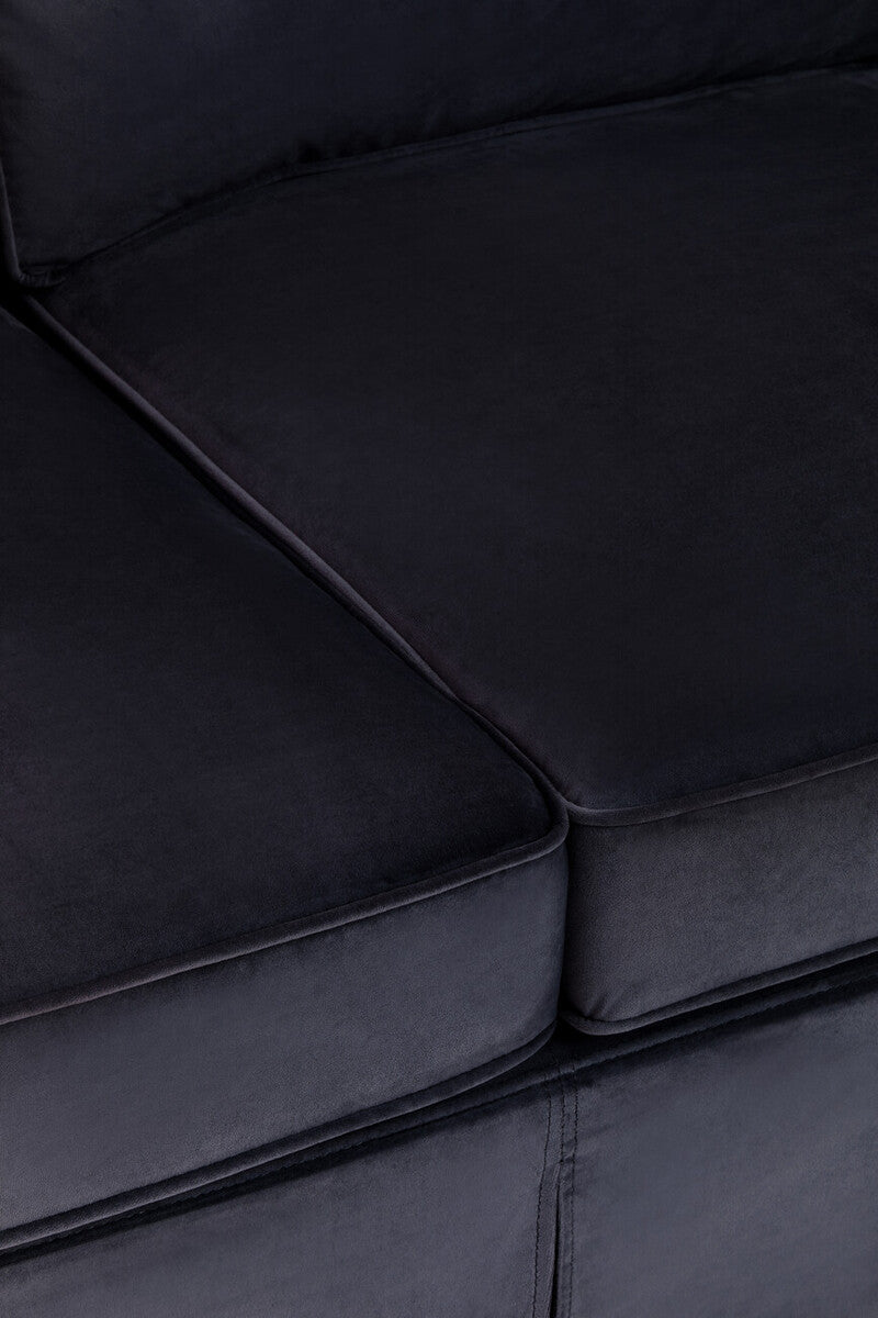 3 Seat Black Velvet Sofa, Ralph