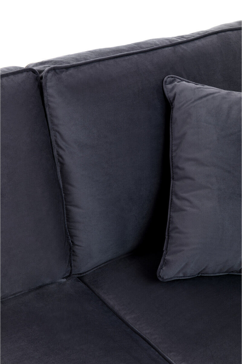 3 Seat Black Velvet Sofa, Ralph