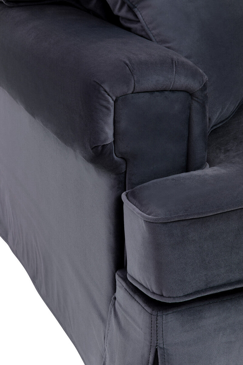 3 Seat Black Velvet Sofa, Ralph