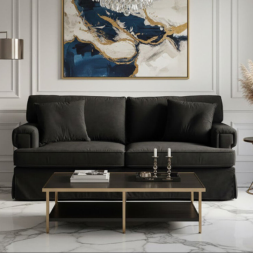 2 Seat Black Velvet Sofa, Ralph
