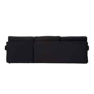 3 Seat Black Velvet Right Chaise Sofa, Ralph
