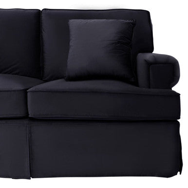 3 Seat Black Velvet Right Chaise Sofa, Ralph