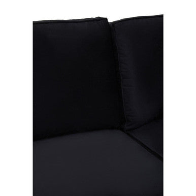 3 Seat Black Velvet Right Chaise Sofa, Ralph