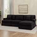 3 Seat Black Velvet Right Chaise Sofa, Ralph