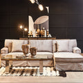 3 Seat Grey Velvet Right Chaise Sofa, Ralph