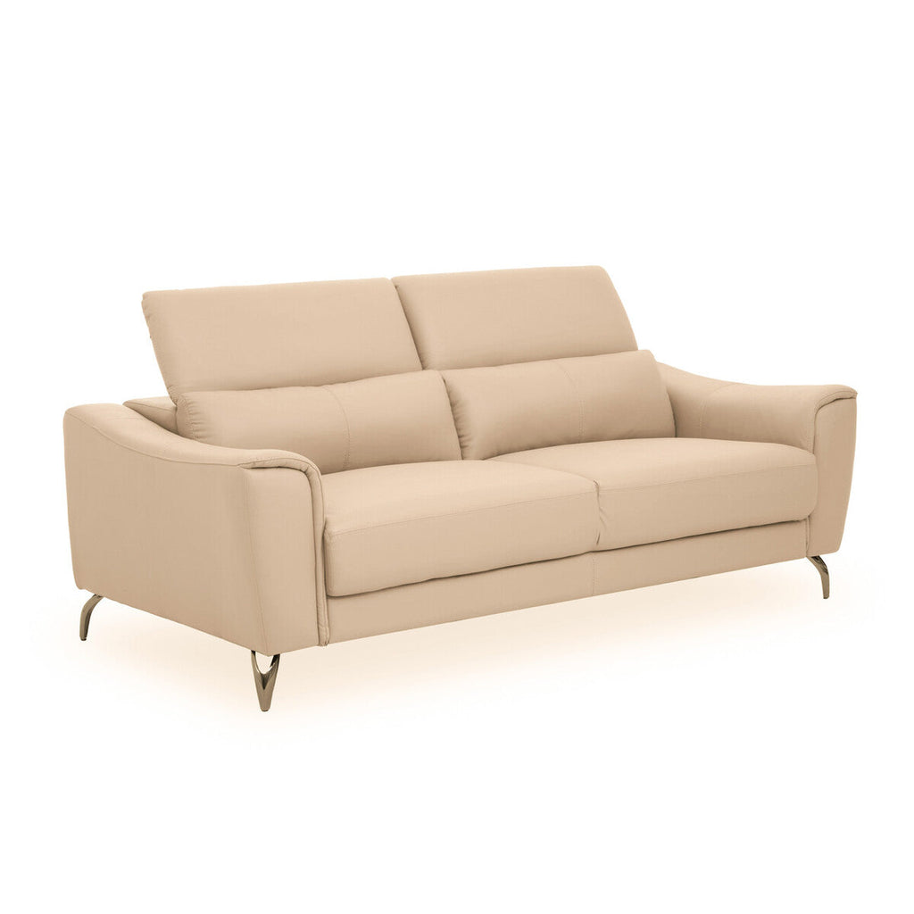 3 Seat Stone Leather Sofa With Adjustable Headrests, Padua