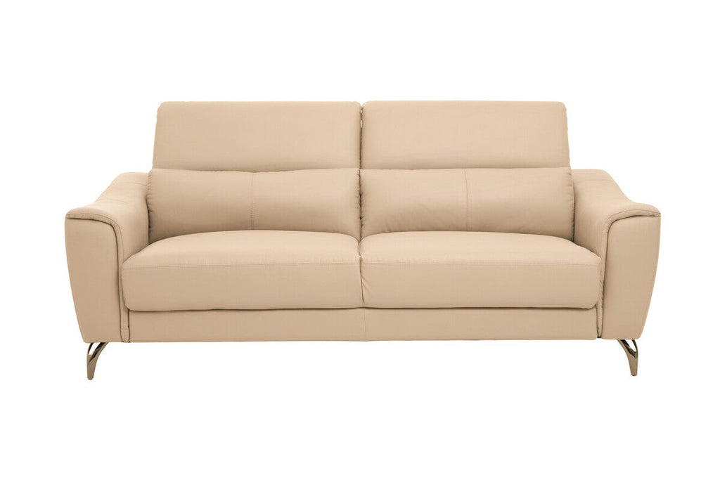 3 Seat Stone Leather Sofa With Adjustable Headrests, Padua