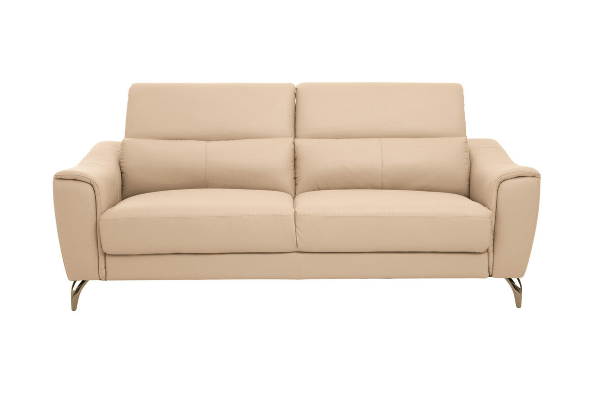 3 Seat Stone Leather Sofa With Adjustable Headrests, Padua