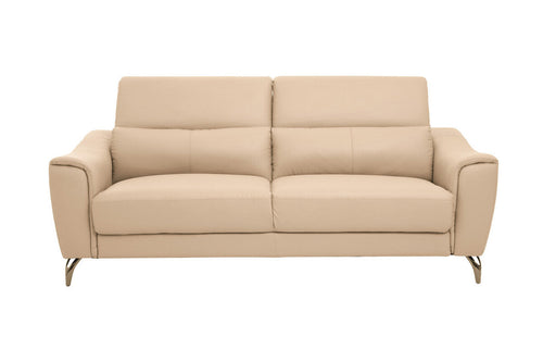 3 Seat Stone Leather Sofa With Adjustable Headrests, Padua
