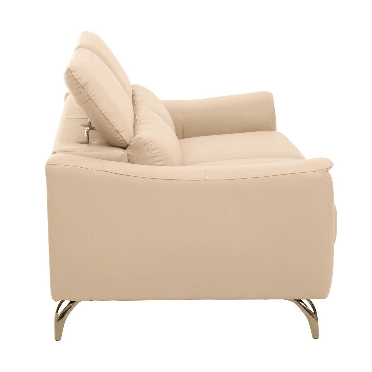 3 Seat Stone Leather Sofa With Adjustable Headrests, Padua