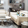 3 Seat Stone Leather Sofa With Adjustable Headrests, Padua