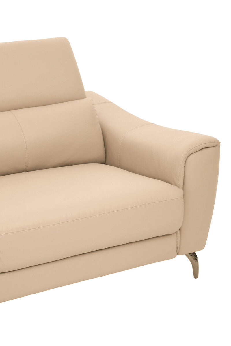 3 Seat Stone Leather Sofa With Adjustable Headrests, Padua