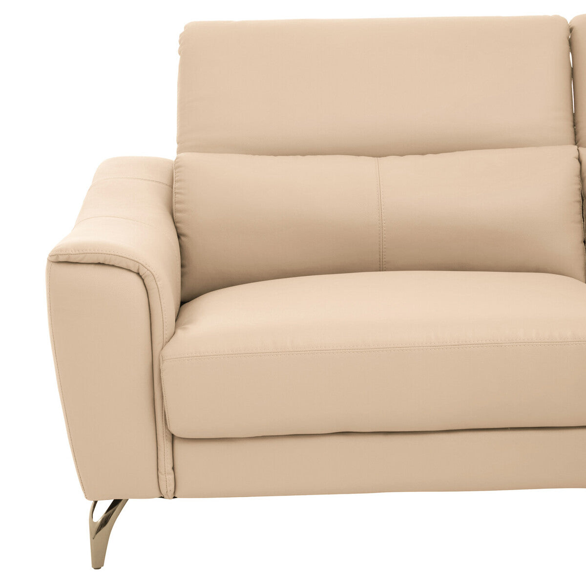 3 Seat Stone Leather Sofa With Adjustable Headrests, Padua