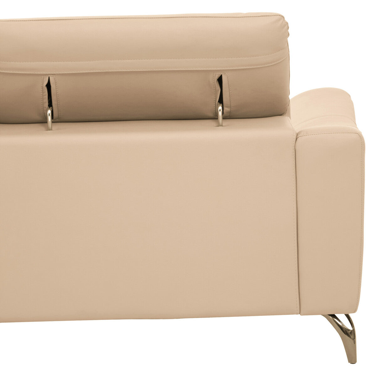 3 Seat Stone Leather Sofa With Adjustable Headrests, Padua