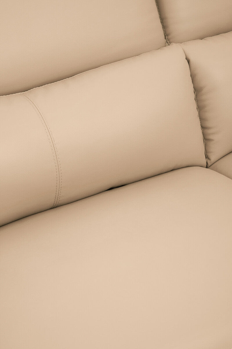 3 Seat Stone Leather Sofa With Adjustable Headrests, Padua
