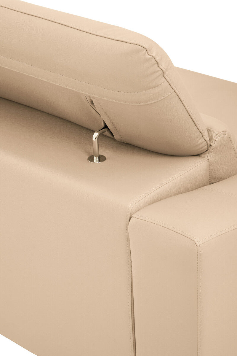 3 Seat Stone Leather Sofa With Adjustable Headrests, Padua