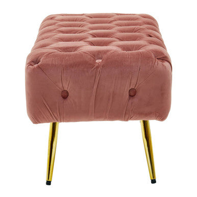 Tamra Dusty Pink Velvet Bench With Gold Legs