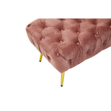 Tamra Dusty Pink Velvet Bench With Gold Legs